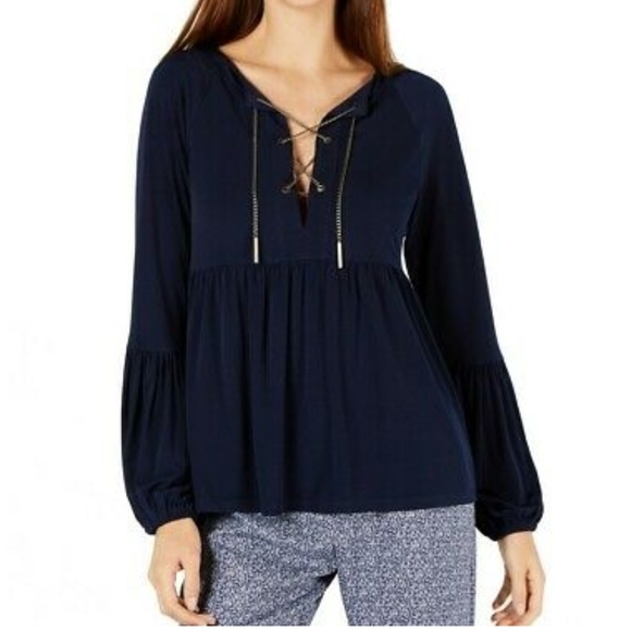 MICHAEL Michael Kors Tops - RELISTED Michael Kors chain lace up navy top